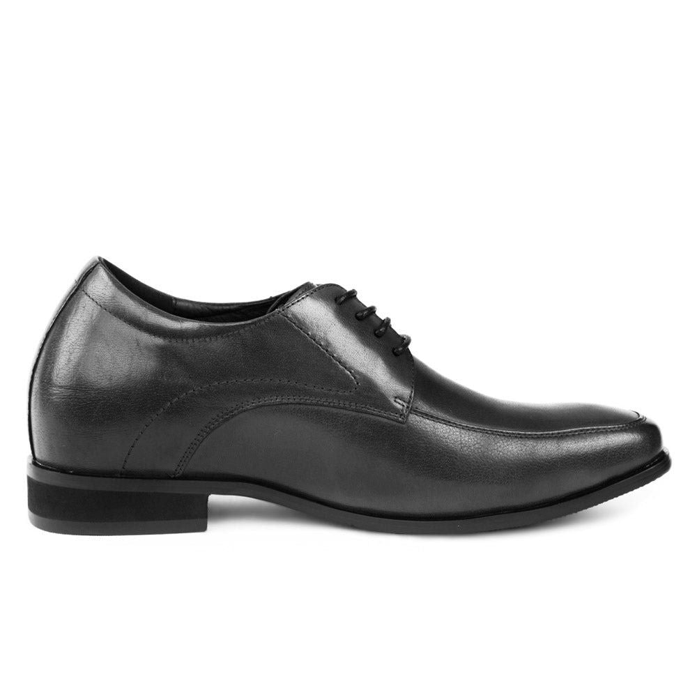Black 8.5cm Formal Leather Heeled Shoes for Men