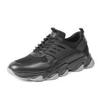 Comfortable men’s elevator shoes with JENNEN cushion insole, lightweight and flexible running-style sneakers.