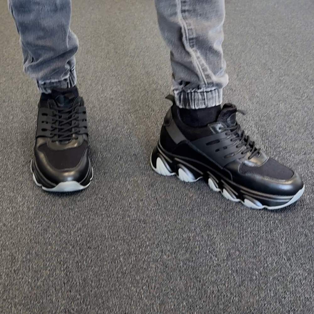 Shapiro 8cm | 3.2 inches Masculine Gym Style Black Sneakers