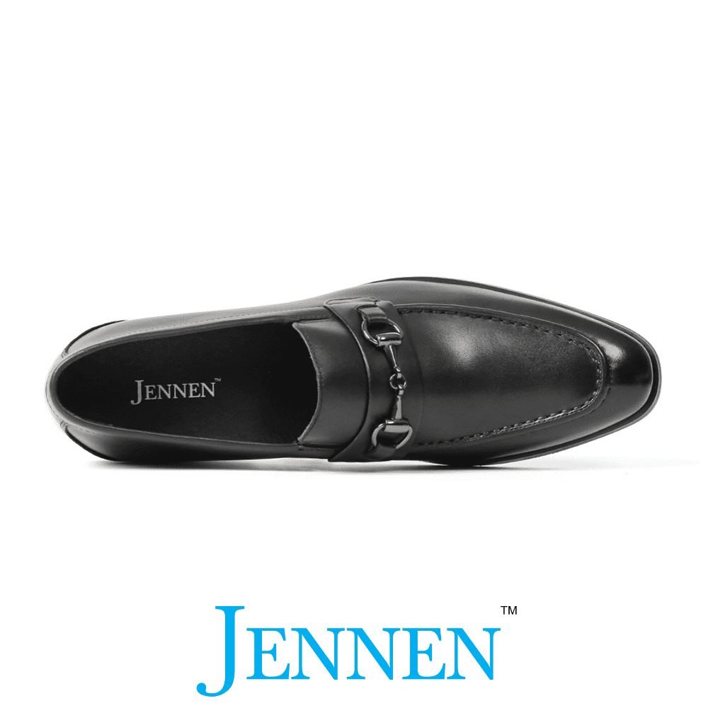 Mr. Caviezel 7cm | 2.8 inches Flat-Platform Black Leather Slip-On Shoes