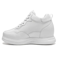 Mr. Tennyson White 11cm | Maximum Height-Increasing Leather Sneakers (4.33")