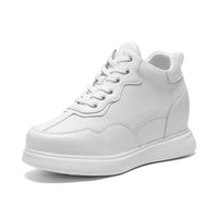 Mr. Tennyson White 11cm | Maximum Height-Increasing Leather Sneakers (4.33")
