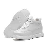 Mr. Tennyson White 11cm | Maximum Height-Increasing Leather Sneakers (4.33")