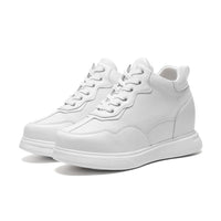 Mr. Tennyson White 11cm | Maximum Height-Increasing Leather Sneakers (4.33")