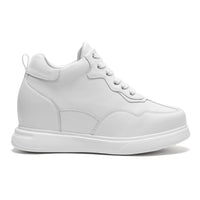 Mr. Tennyson White 11cm | Maximum Height-Increasing Leather Sneakers (4.33")