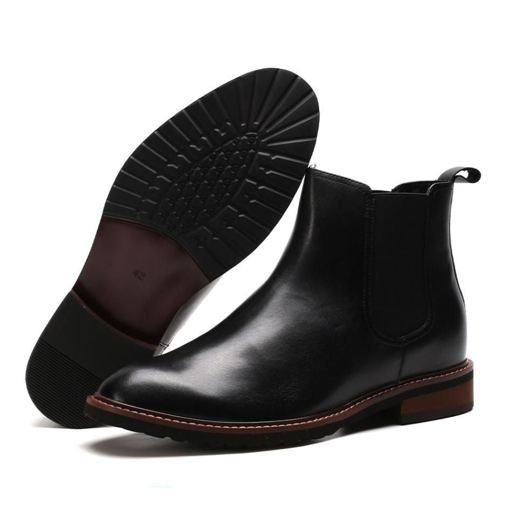 Wedding Black Boots with Discreet 7cm Heels for Men