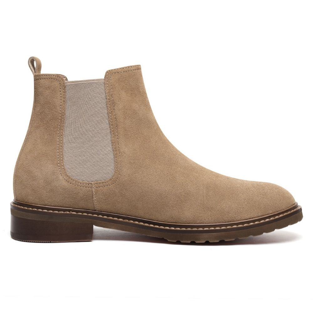 Mr. Tognetti Suede Light Brown 7cm | Tall Chelsea Boots for Gentlemen (2.8")
