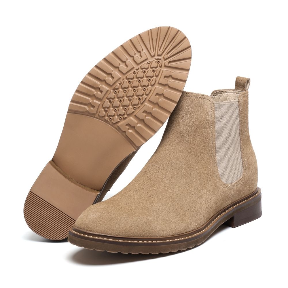 Mr. Tognetti Suede Light Brown 7cm | Tall Chelsea Boots for Gentlemen (2.8")