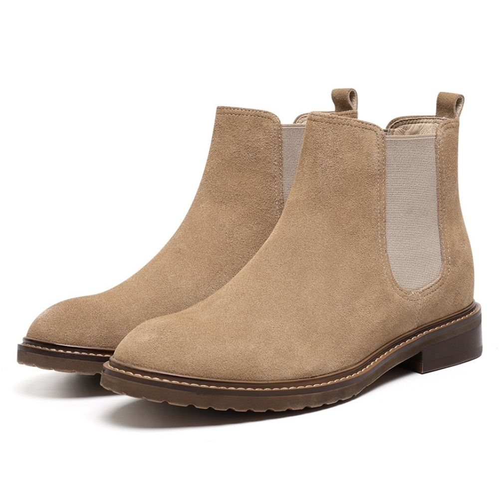 Mr. Tognetti Suede Light Brown 7cm | Tall Chelsea Boots for Gentlemen (2.8")