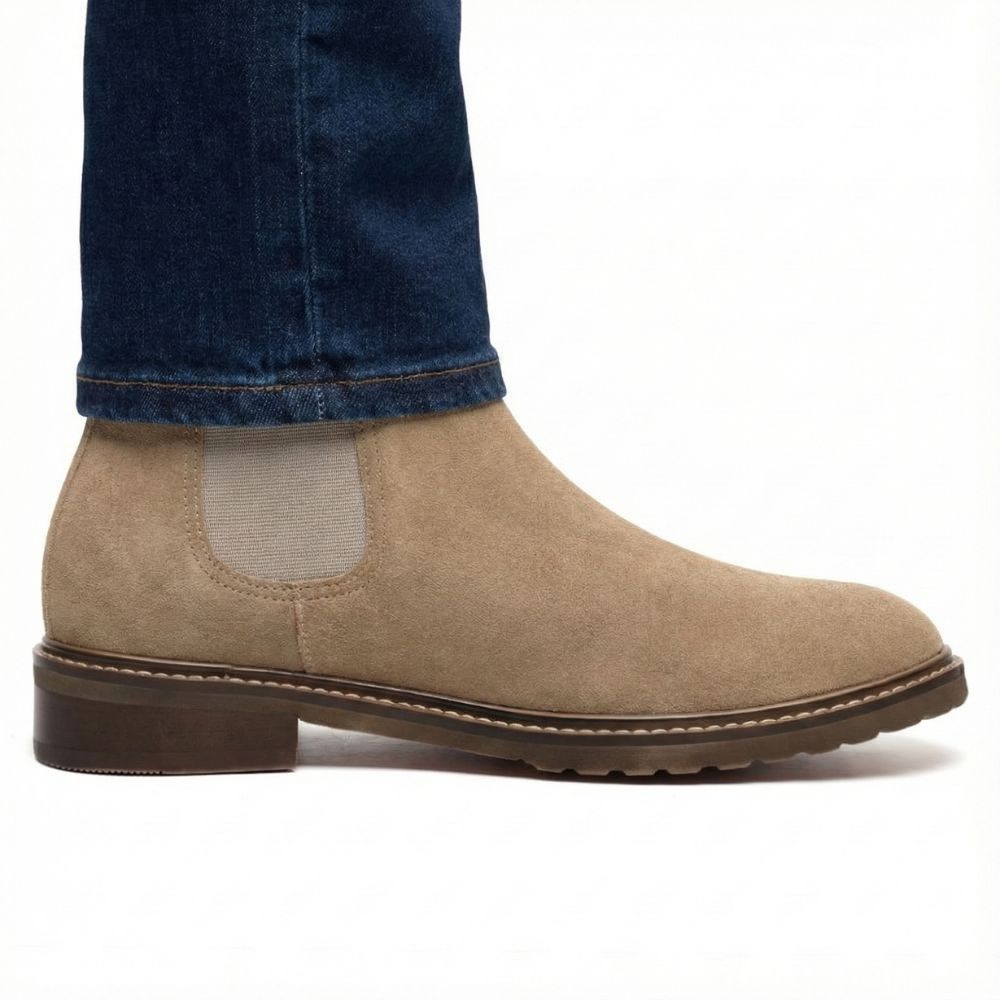 Mr. Tognetti Suede Light Brown 7cm | Tall Chelsea Boots for Gentlemen (2.8")