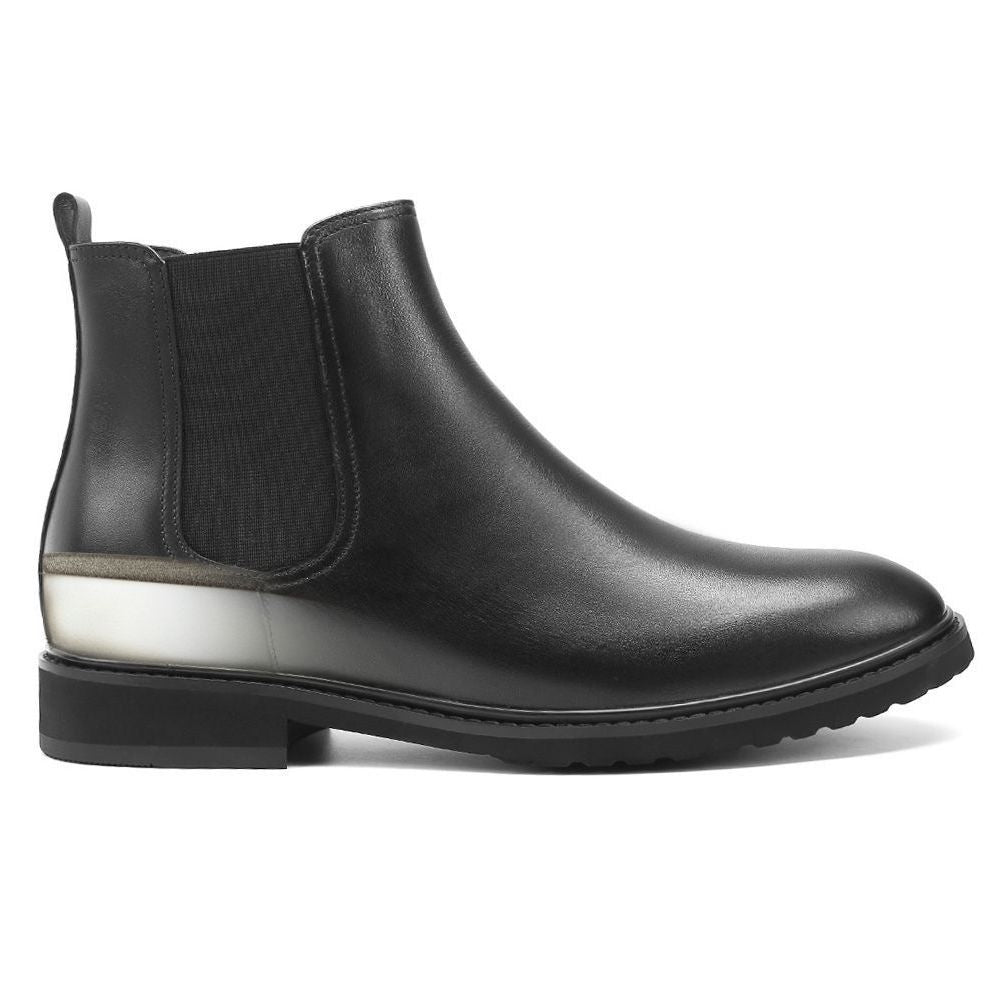 Mr. Tognetti 7cm | 2.8 inches All-Black Leather Height Increasing Boots