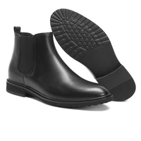 All Black Leather Slip On Elevator boots