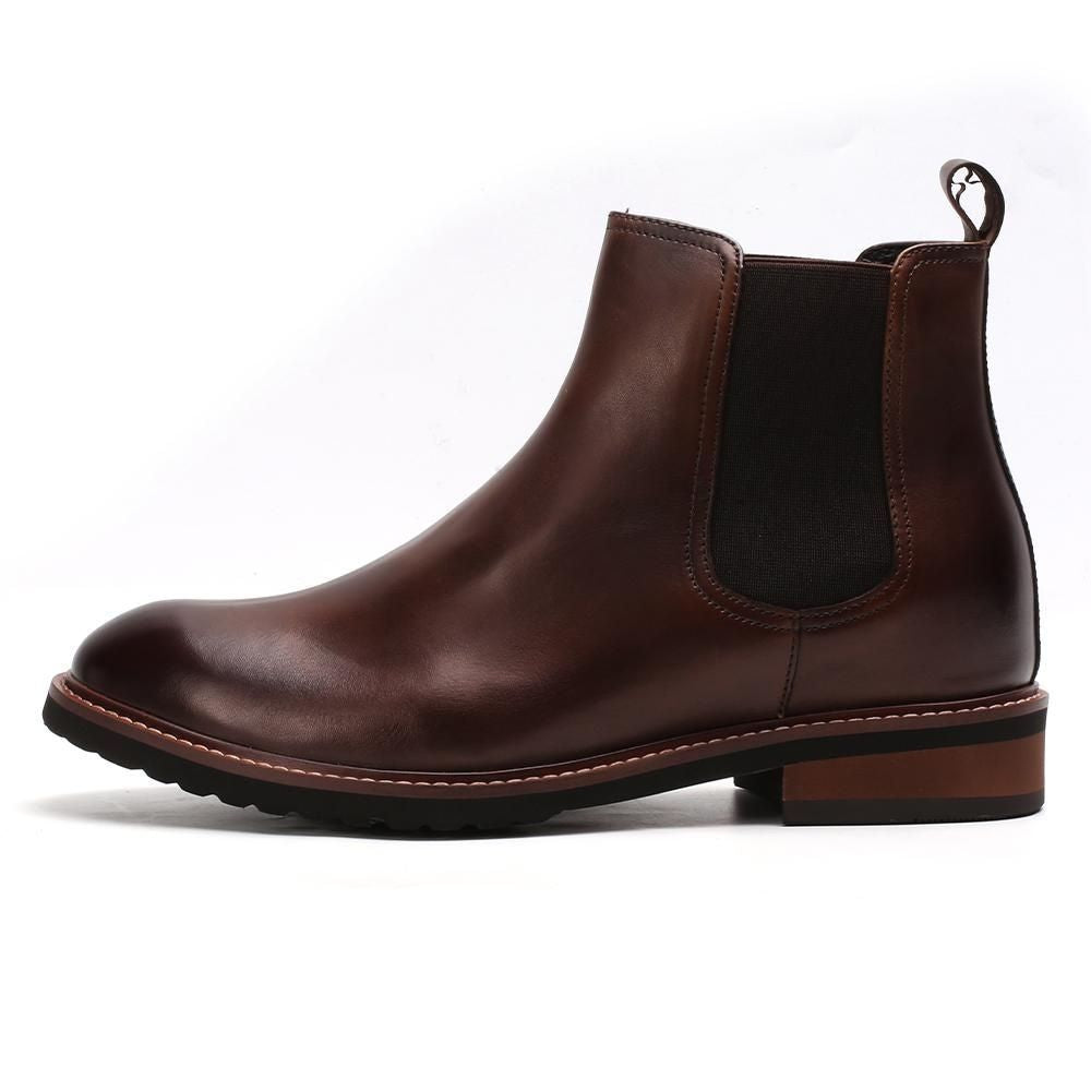 Wedding Classic Brown Men boots with Hidden Lifts