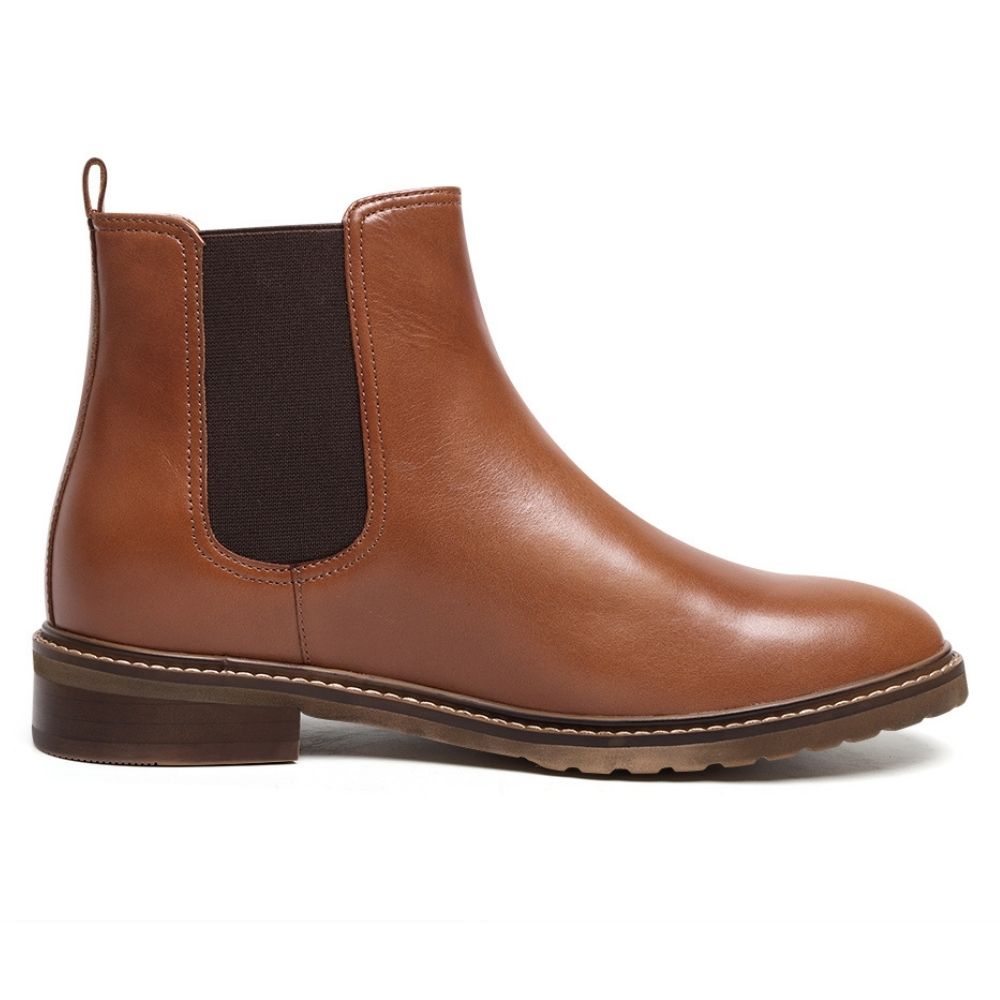 Mr. Tognetti Tan 7cm | Leather Chelsea Elevator Boots (2.8")