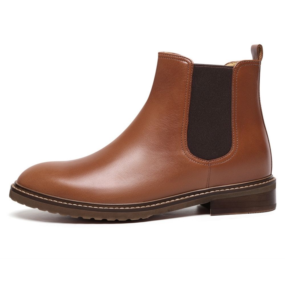 Mr. Tognetti Tan 7cm | Leather Chelsea Elevator Boots (2.8")