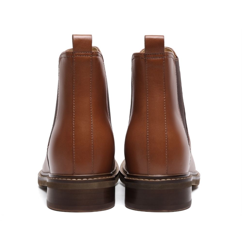 Mr. Tognetti Tan 7cm | Leather Chelsea Elevator Boots (2.8")