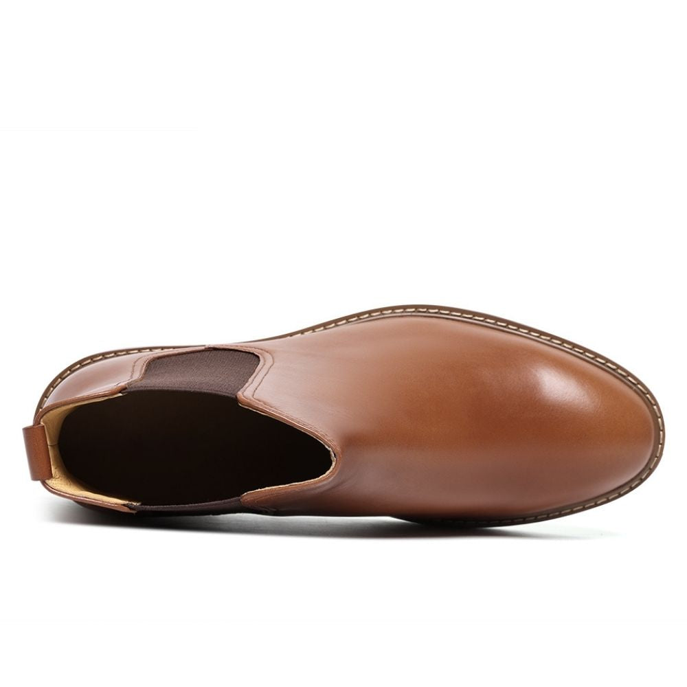 Mr. Tognetti Tan 7cm | Leather Chelsea Elevator Boots (2.8")