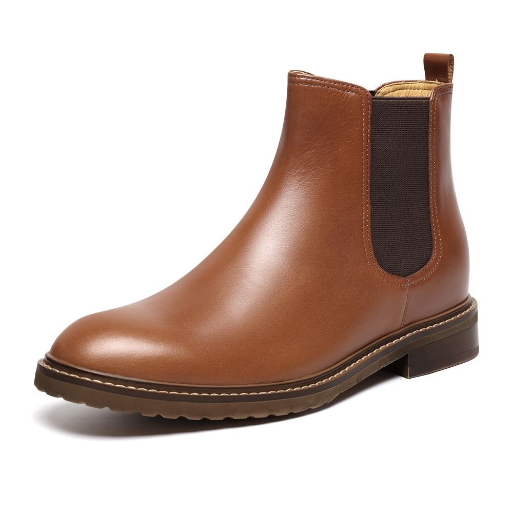 Mr. Tognetti Tan 7cm | Leather Chelsea Elevator Boots (2.8")