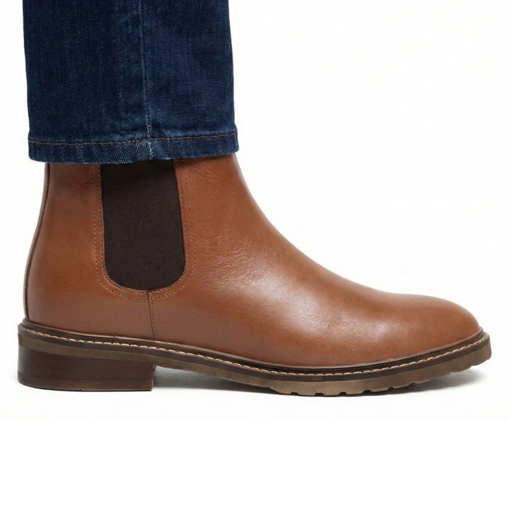 Mr. Tognetti Tan 7cm | Leather Chelsea Elevator Boots (2.8")