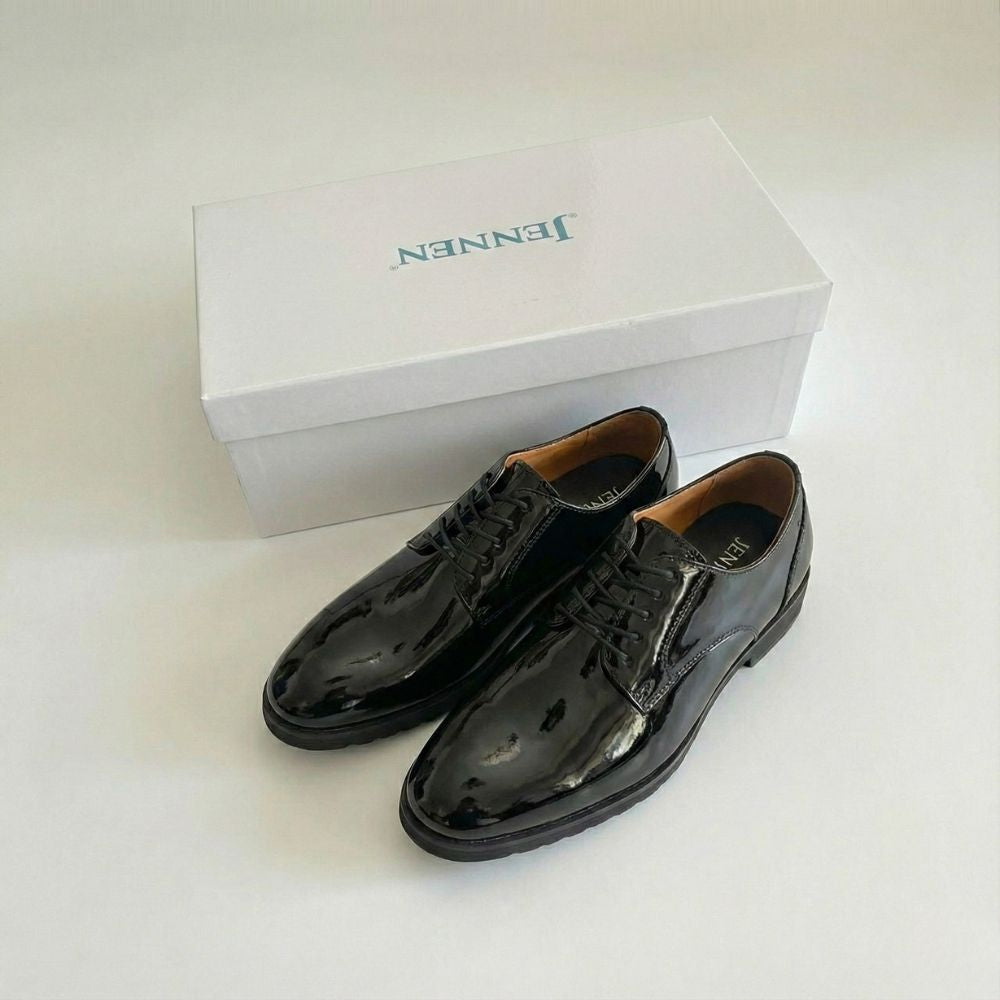 Mr. Orwell Patent Black 10cm | Patent Height-Boosting Formal Shoes (4")