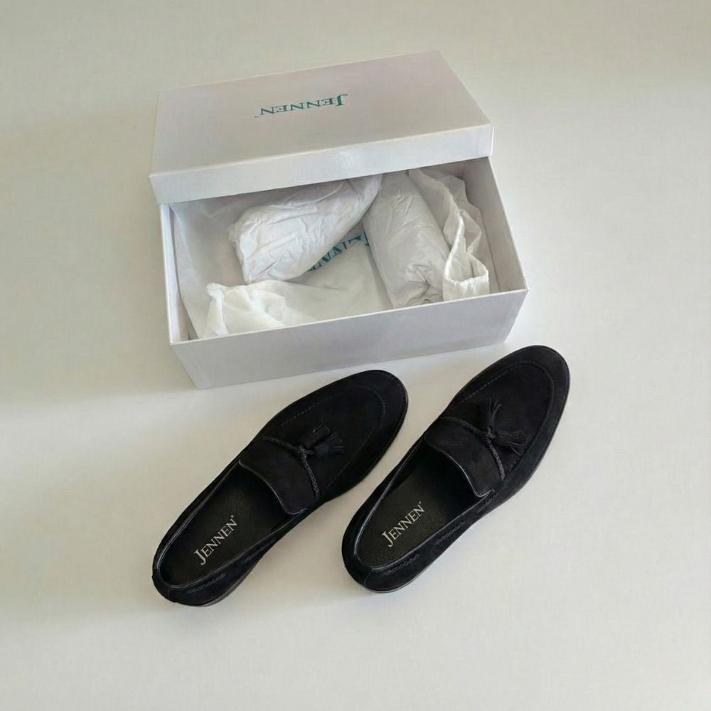 Mr. Ehnes Black 6cm | Suede Gentleman’s Loafers (2.4")