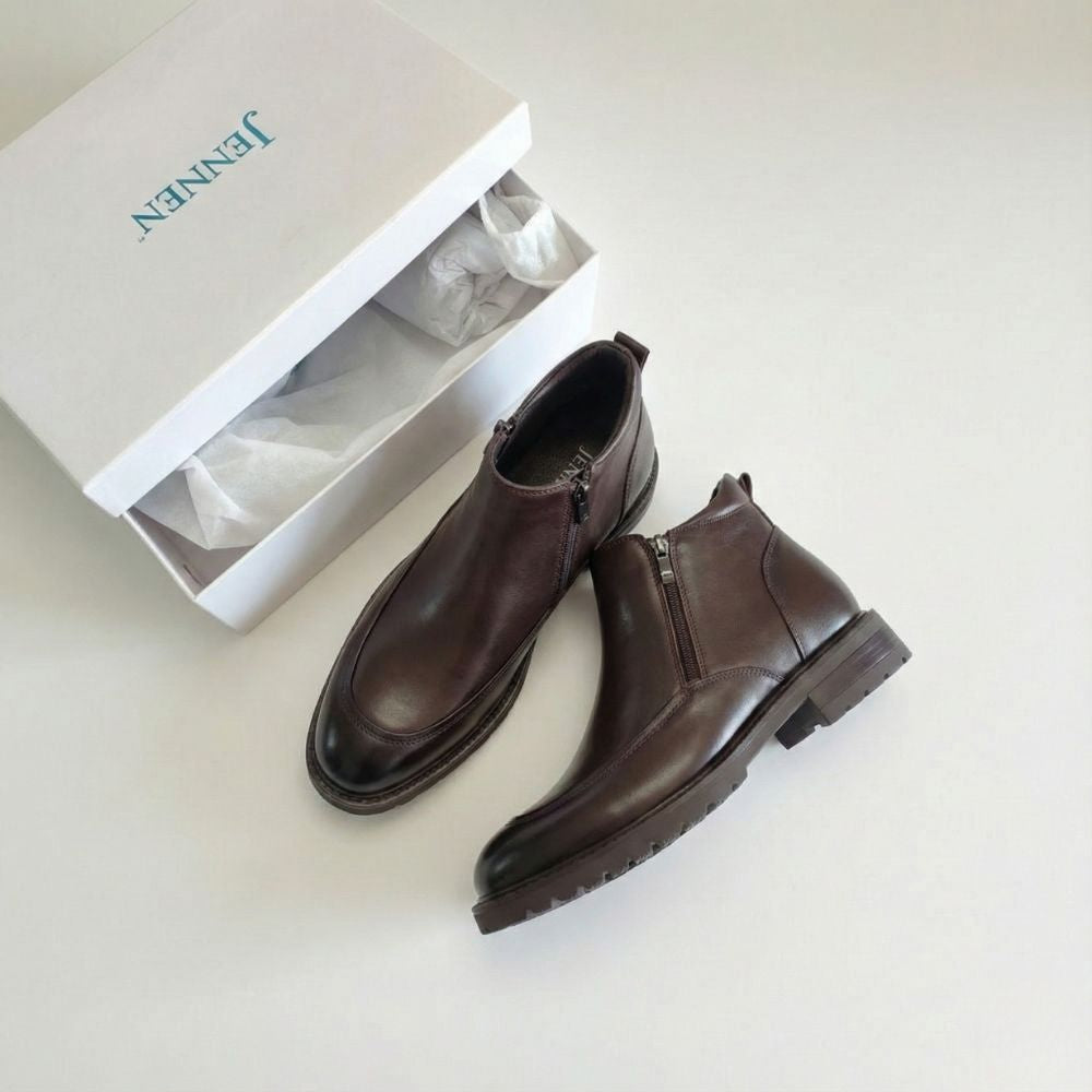 Mr. Mitchell Brown 8cm | Handcrafted Gentleman’s Zipped Boots (3.2")