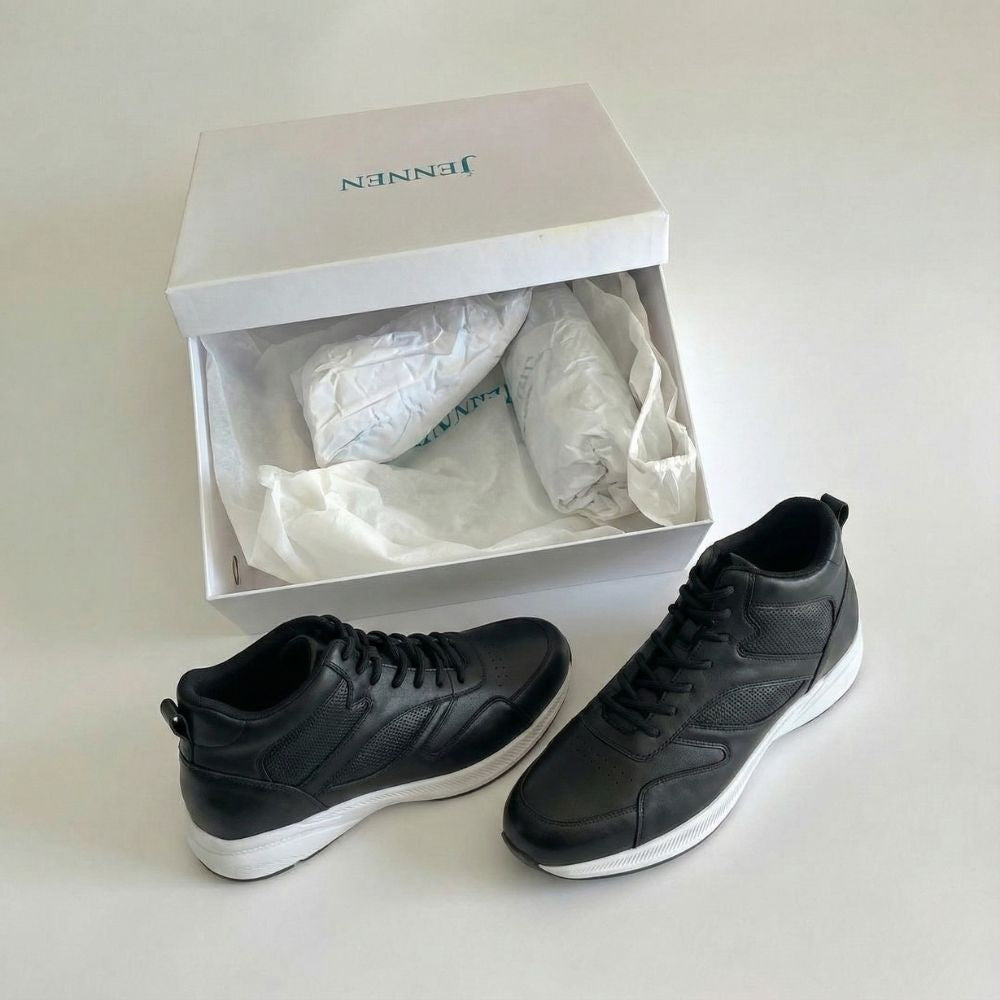 Mr. Pippen 8cm | 3.2 inches Taller Black High Top Leather Kicks