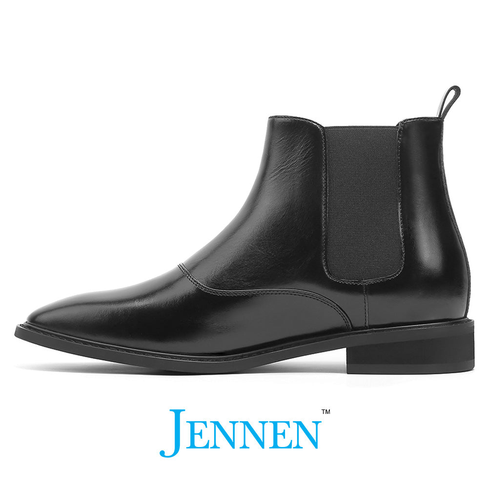 7cm height increasing black formal boots
