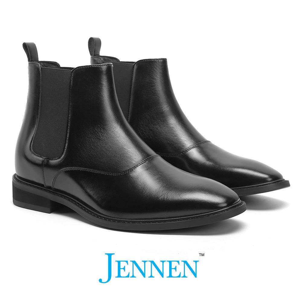 Height boosting black boots for men