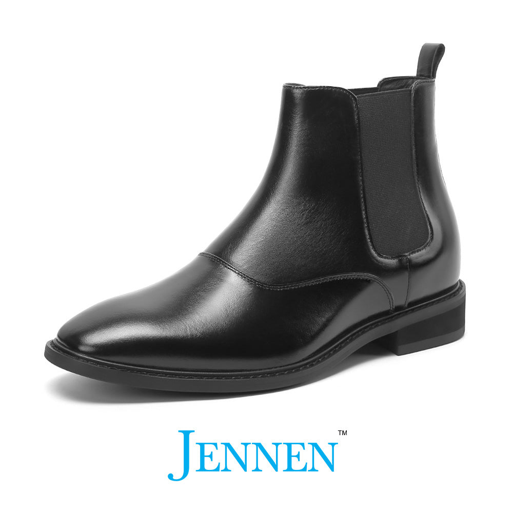 Black Slip On Boots with elevated hidden height boost