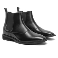 High End Black formal boots for men with hidden heels