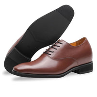 Business Brown Oxford Men Shoes with Height Gain Heels