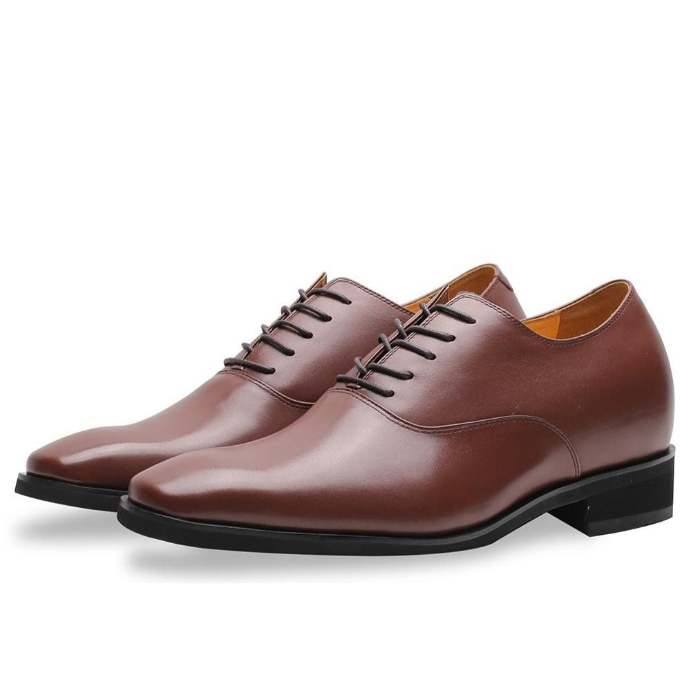 Classic Lace Up Brown Dress Height Boosting Shoes for Men