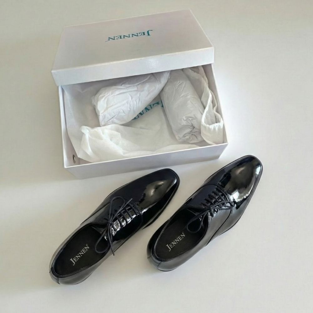 Mr. Webern Patent 7cm | 2.8 inches Taller Shiny Tuxedo Shoes