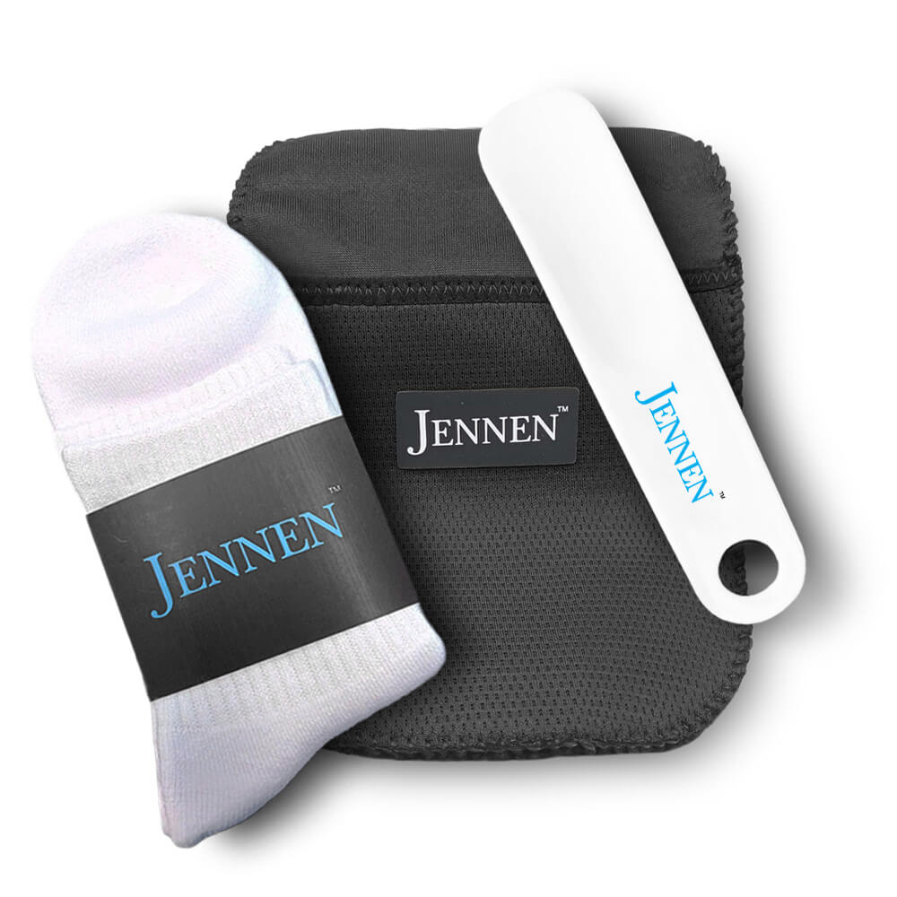 Premium Shoe Care & Comfort Kit | Shoehorn, Microfibre Cloth & White Socks