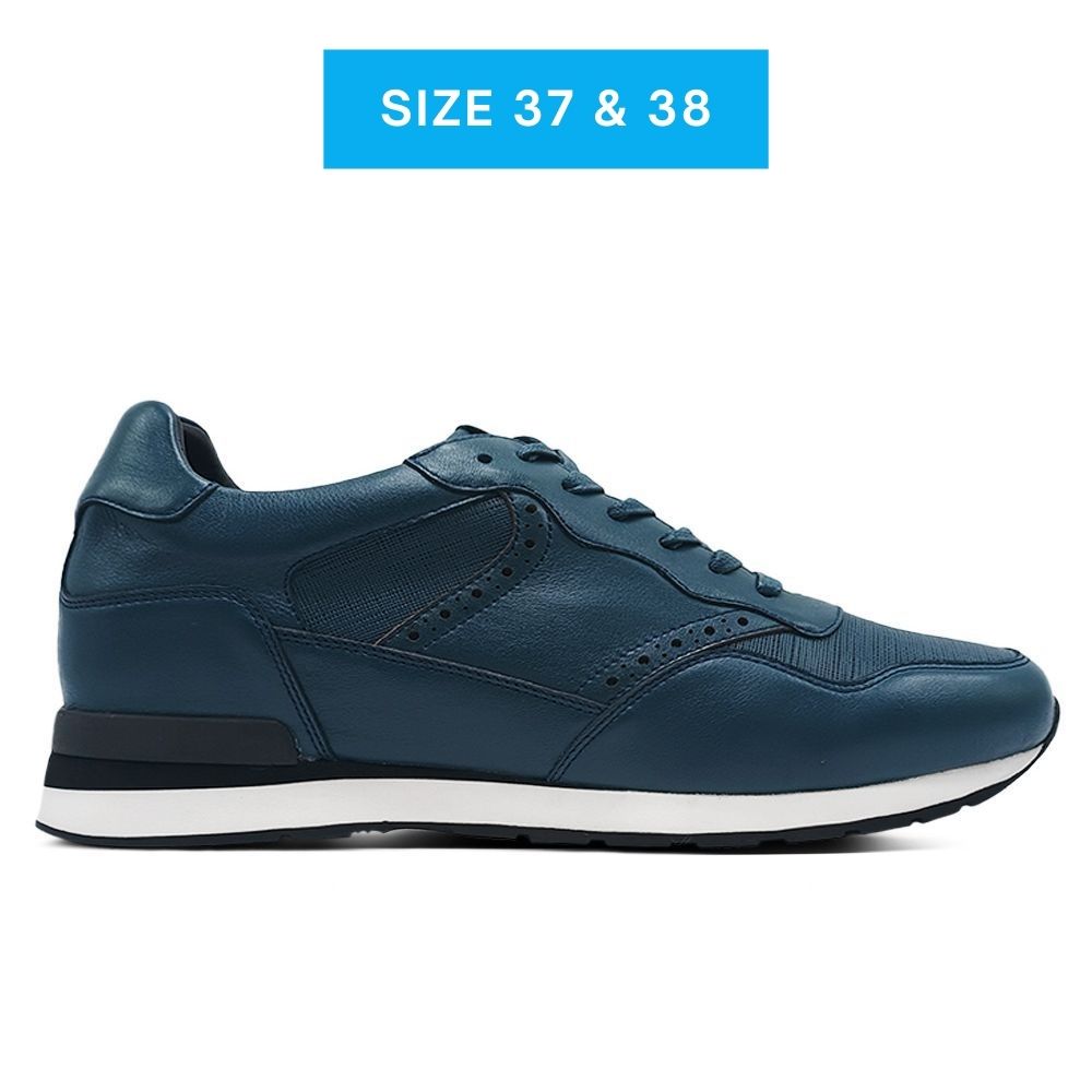 Mr. Zathya 8cm | 3.2 Inches Height Boost | Sporty Blue Leather Elevator Shoes