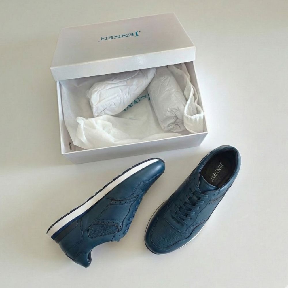 Mr. Zathya 8cm | 3.2 Inches Height Boost | Sporty Blue Leather Elevator Shoes