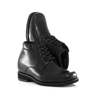 Black leather men's 10cm Taller hidden heel boots