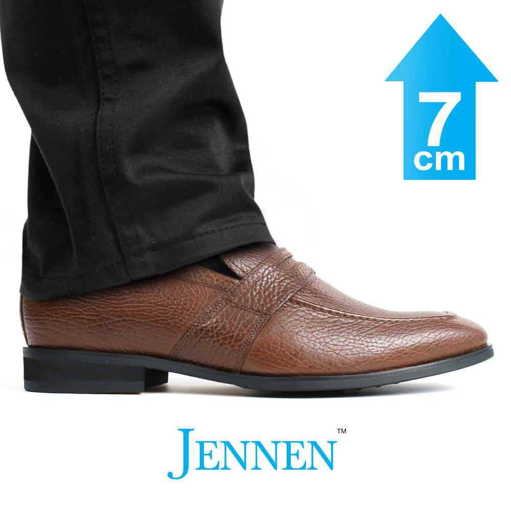 Mr. Deaton 7cm | 2.8 inches Men's Brown Slip-On Leather Shoes