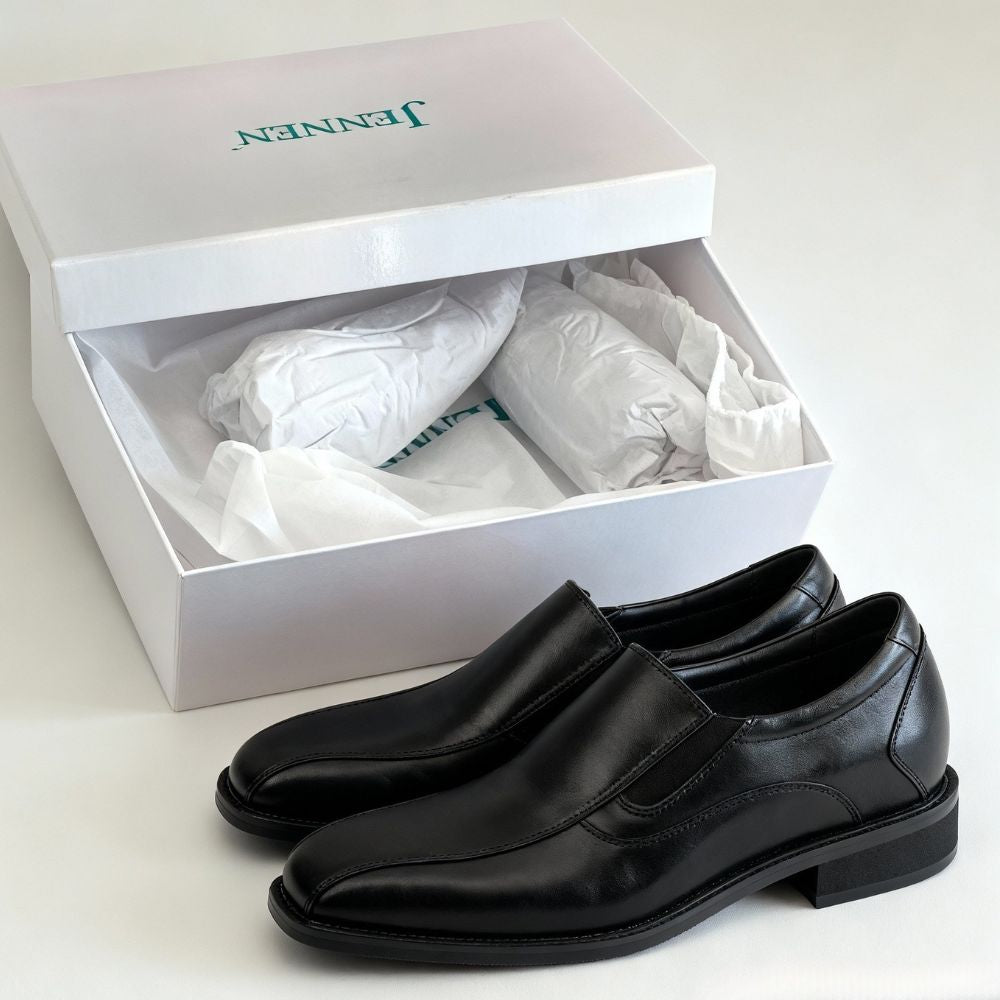 Mr. Haydn Black 7cm | 2.8 inches Taller Black Mens Business Shoes