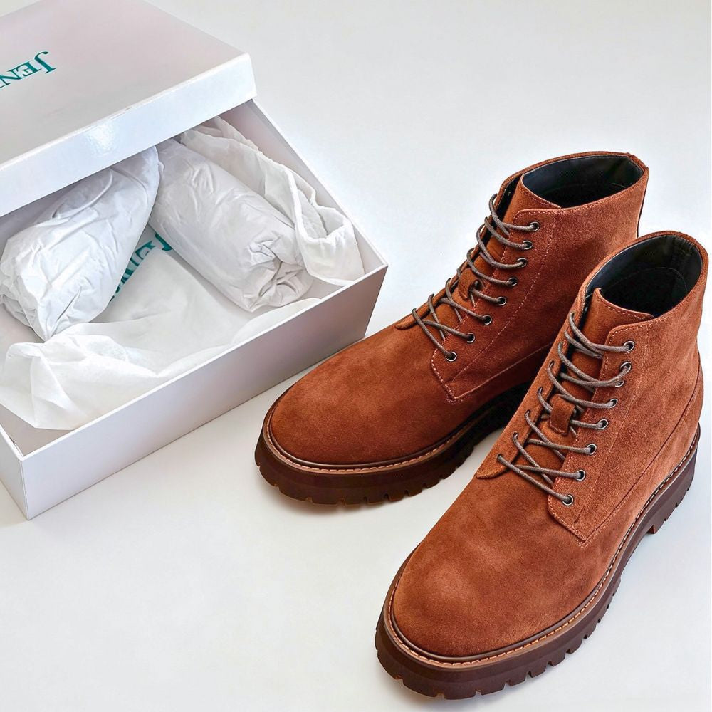 Mr. Moses 11cm | 4.33 inches Tallest Brown Suede Platform Boots