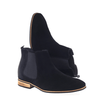 Mr. Norris Black 7cm | 2.8 inches Taller Black Suede Men Elevated Boots