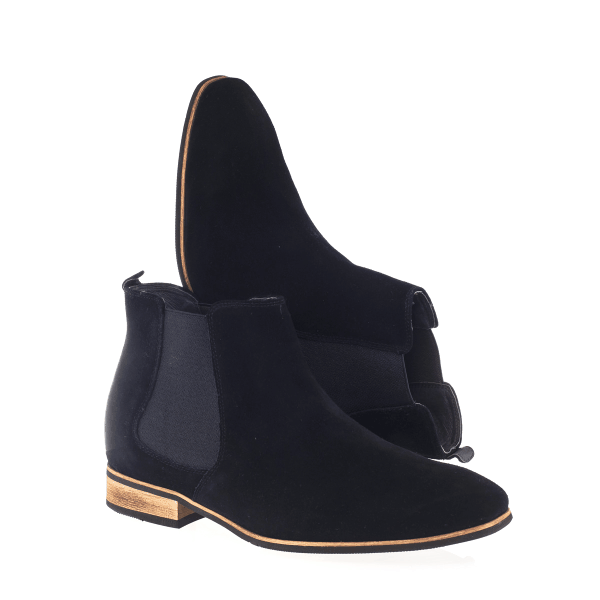 Mr. Norris Black 7cm | 2.8 inches Taller Black Suede Men Elevated Boots