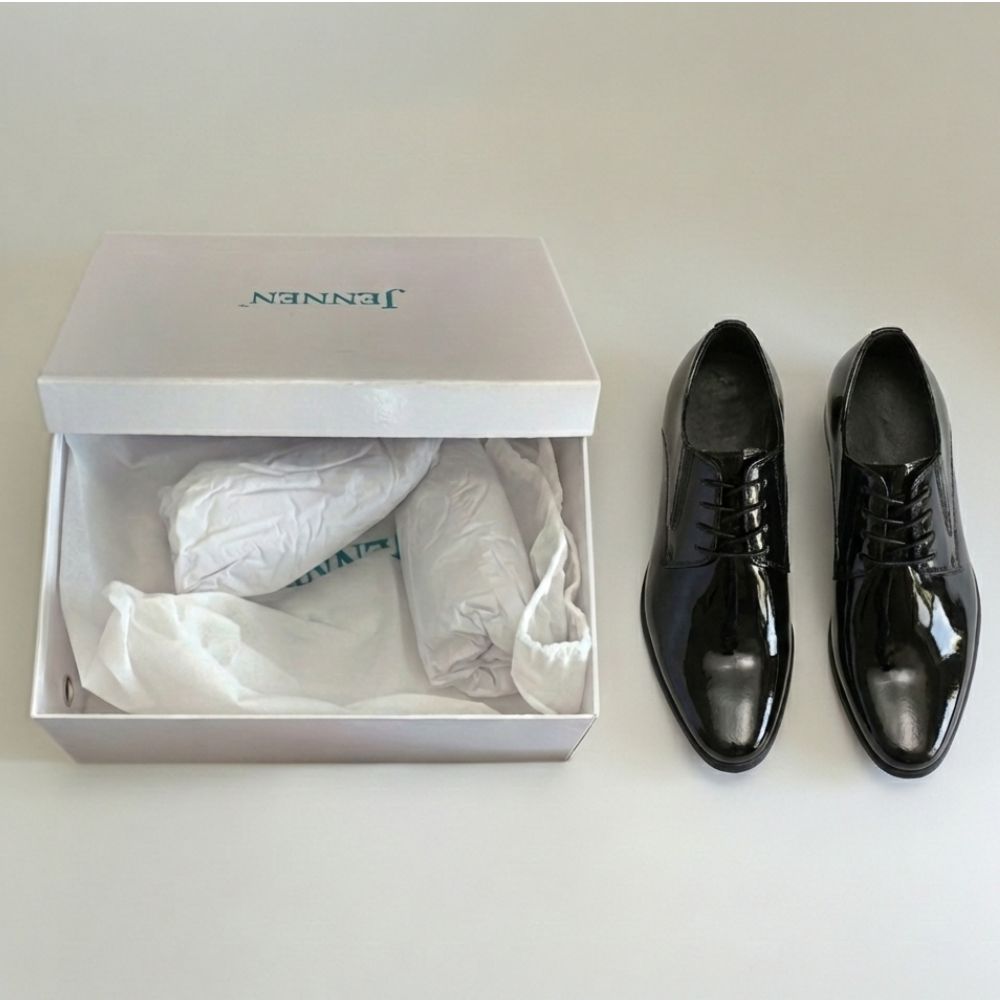 Mr. Parkinson Patent Black 8cm | Patent Formal Elevator Shoes (3.2")