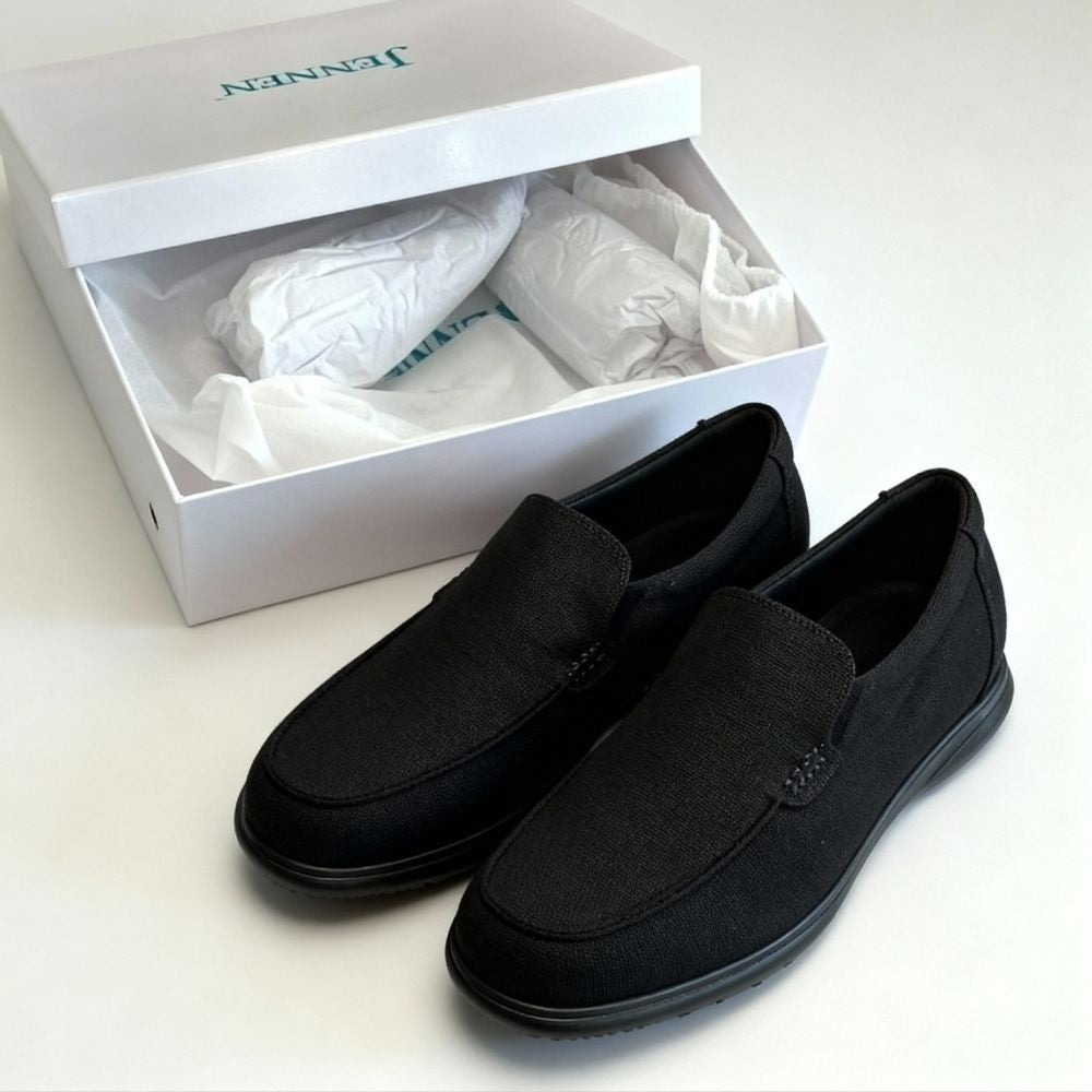 Mr. Parker 5cm | 2 Inches Black Canvas Elevator Sneakers | Lightweight Casual Height Increasing Shoes