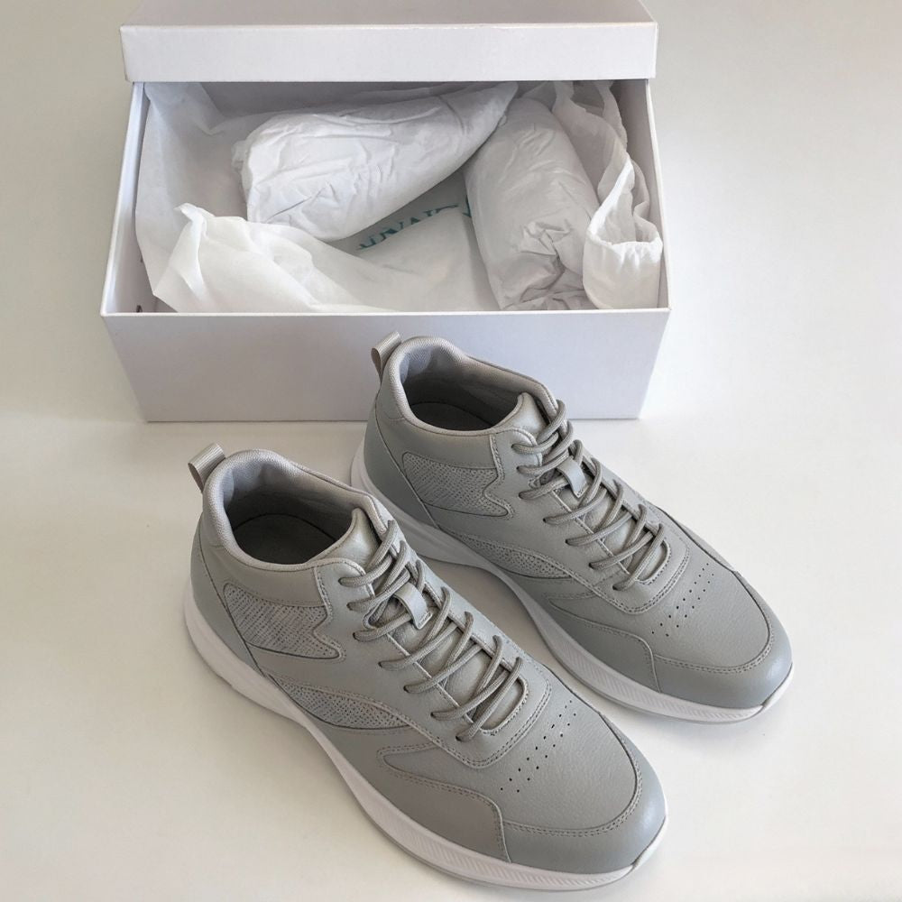 Mr. Pippen 8cm | 3.2 inches Grey Leather High Top Elevator Kicks