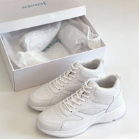 Mr. Pippen 8cm | 3.2 inches Classic White Leather Casual Elevator Sneakers