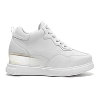 Mr. Tennyson White 11cm | Maximum Height-Increasing Leather Sneakers (4.33")