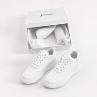 Mr. Tennyson White 11cm | Maximum Height-Increasing Leather Sneakers (4.33")