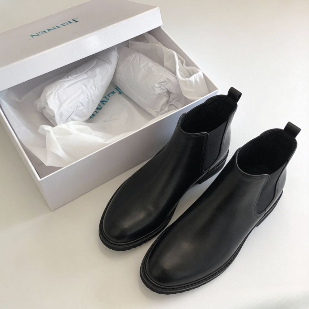 Mr. Tognetti 7cm | 2.8 inches All-Black Leather Height Increasing Boots